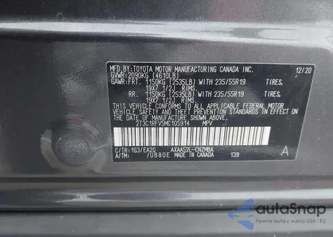 2021 Toyota Rav4 Xle Premium from USA, damaged, VIN 2T3C1RFV5MC105914